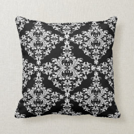 Feminine White op Black Damask Kussen