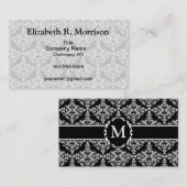 Feminine White op Black Damask Visitekaartje (Voorkant / Achterkant)