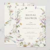 Feminine Wildflower Bridal Shower Invitation Kaart (Voorkant / Achterkant)