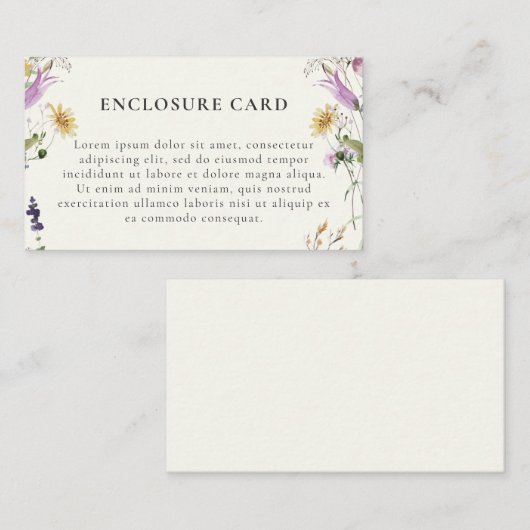 Feminine Wildflower Vrijgezellenfeest Enclosure Ka Informatiekaartje (Voorkant / Achterkant)