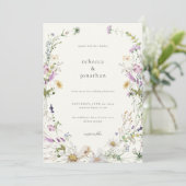 Feminine Wildflower Wedding Invitation Spring Kaart (Staand voorkant)