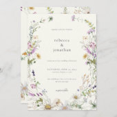 Feminine Wildflower Wedding Invitation Spring Kaart (Voorkant / Achterkant)