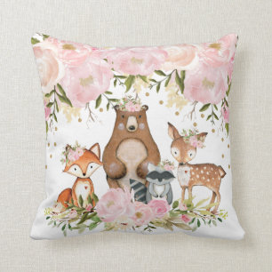 Feminine Woodland Animal Forest Girl Nursery Decor Kussen