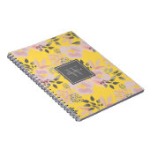 Feminine Yellow Pink Gray Floral with Monogram Notitieboek (Rechterzijde)