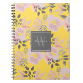 Feminine Yellow Pink Gray Floral with Monogram Notitieboek (Voorkant)