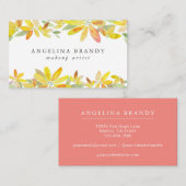 Feminine Yellow Waterverf Florals Visitekaartje (Voorkant / Achterkant)