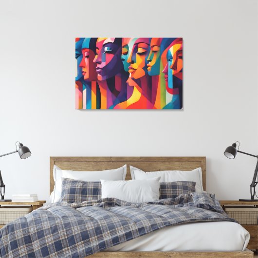 Feminisme, abstracte kunstconcept van meerdere vro canvas afdruk (Insitu (Slaapkamer))
