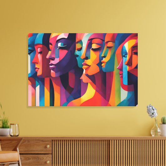 Feminisme, abstracte kunstconcept van meerdere vro canvas afdruk (Insitu (Woonkamer))