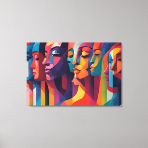 Feminisme, abstracte kunstconcept van meerdere vro canvas afdruk