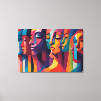 Feminisme, abstracte kunstconcept van meerdere vro canvas afdruk