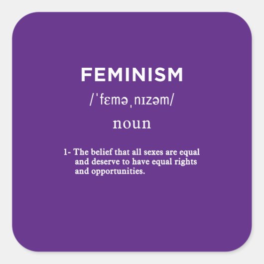 Feminisme Definitie paarse Vierkante Sticker (Voorkant)