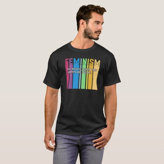 Feminisme Definitie Retro Sterke vrouwen en gelijk T-shirt (Voorkant volledig)