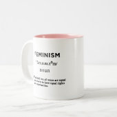 feminisme definitie tweekleurige koffiemok (Voorkant links)