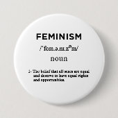 feminisme definitie witte cirkel ronde button 7,6 cm (Voorkant)
