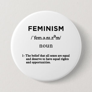 feminisme definitie witte cirkel ronde button 7,6 cm