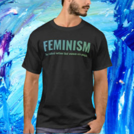 Feminisme Gradient T-shirt - Vet in blauw en groen