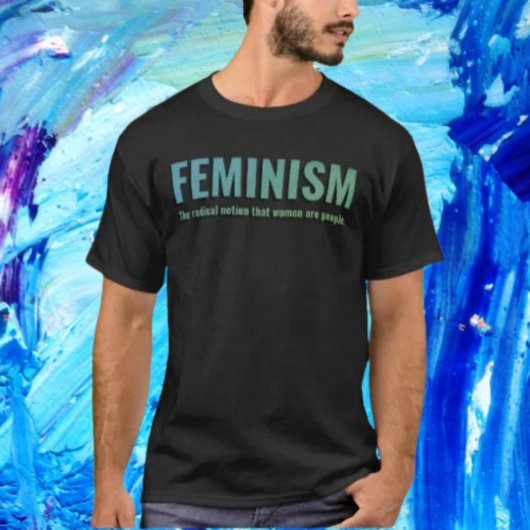 Feminisme Gradient T-shirt - Vet in blauw en groen