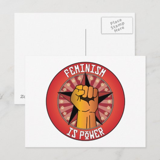 Feminisme is macht briefkaart (Voorkant / Achterkant)