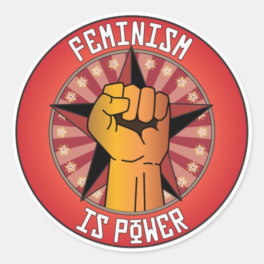 Feminisme is macht ronde sticker (Voorkant)