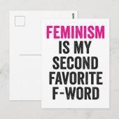 Feminisme is mijn tweede favoriete F Word Grappig  Briefkaart (Voorkant / Achterkant)