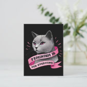 Feminisme is voor iedereen pro feminisme pro katte briefkaart (Staand voorkant)