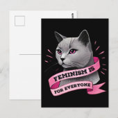Feminisme is voor iedereen pro feminisme pro katte briefkaart (Voorkant / Achterkant)
