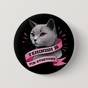Feminisme is voor iedereen pro feminisme pro katte ronde button 5,7 cm