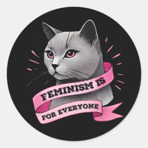 Feminisme is voor iedereen pro feminisme pro katte ronde sticker