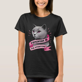 Feminisme is voor iedereen pro feminisme pro katte t-shirt