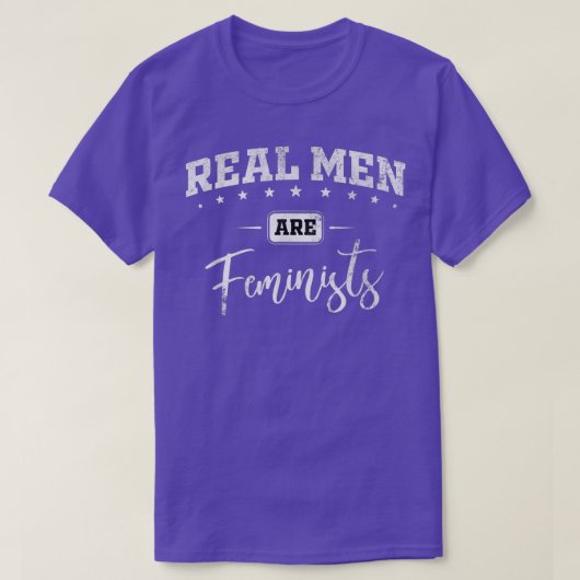 Feminisme Mensenrechten en echte Mannen zijn femin T-shirt (Design voorkant)