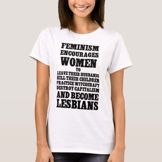 Feminisme moedigt vrouwen T Shirt aan (Voorkant)