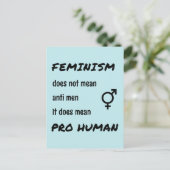 Feminisme pro menselijke slogan briefkaart (Staand voorkant)