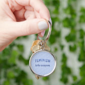 Feminisme slogan blue pattered sleutelhanger (Hand)