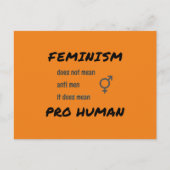 Feminisme slogan en symbool oranje briefkaart (Voorkant)