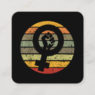 Feminisme Symbool Design Retro Vintage, 70s 80s 90 Vierkante Visitekaartje