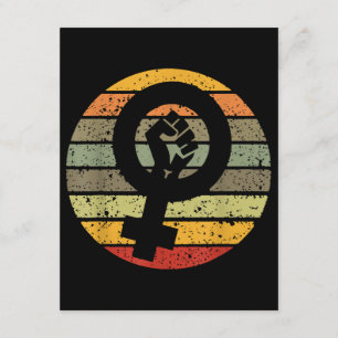 Feminisme Symbool Ontwerp Retro Vintage, jaren 70  Informatiekaartje