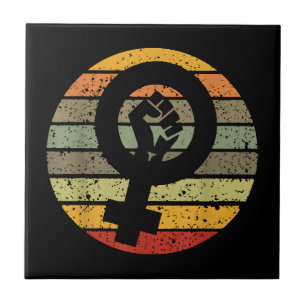Feminisme Symbool Ontwerp Retro Vintage jaren 70 j Tegeltje