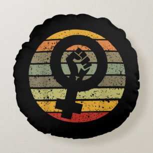 Feminisme Symbool Ontwerp Retro Vintage, jaren 70 Rond Kussen