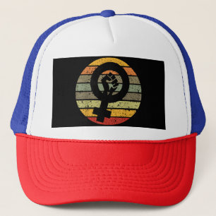 Feminisme Symbool Ontwerp Retro Vintage, jaren 70 Trucker Pet