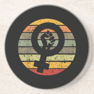 Feminisme Symbool Ontwerp Retro Vintage, jaren 70 Zandsteen Onderzetter