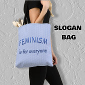 Feminisme voor iedereen blauw gepatterd tote bag