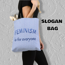 Feminisme voor iedereen blauw gepatterd tote bag