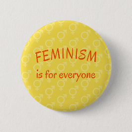 Feminisme voor iedereen helder geel ronde button 5,7 cm