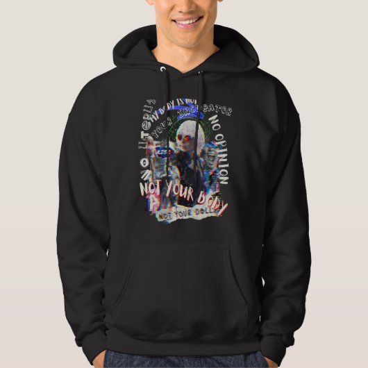 Feminist 1973 Pro Roe Glitchy Punk Rock Distress Hoodie (Voorkant)