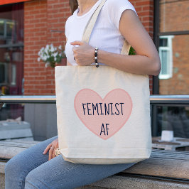 "Feminist AF" Roze hart Tote Bag