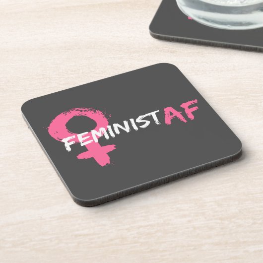 Feminist AF Vrouw Symbool Bier Onderzetter (Linkerzijde)