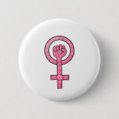 Feminist Fist-knop Ronde Button 5,7 Cm (Voorkant)