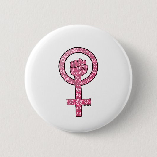 Feminist Fist-knop Ronde Button 5,7 Cm (Voorkant)