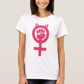 Feminist Fist Pink Pussy Power Women's March T-shirt (Voorkant)