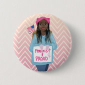 Feminist + groep ronde button 5,7 cm (Voorkant)